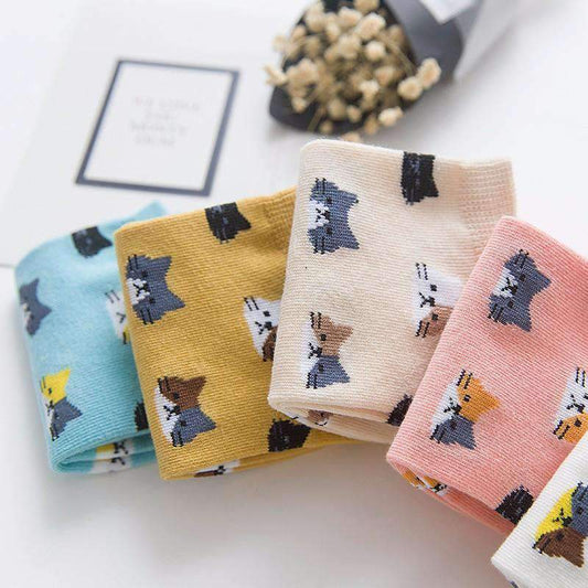 Chaussettes Femme Motif Chat - Lot 5 paires - Chaussettes